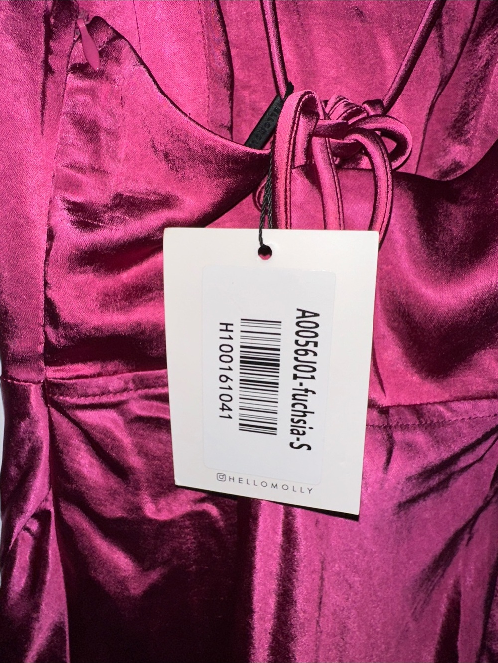 Hello Molly Magenta Satin Midi Slip Dress - Picture 5 of 5